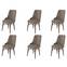Lote de 6 sillas Komio de terciopelo capuchino y metal marrón