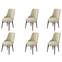 Lote de 6 sillas Komio de terciopelo crema y metal marrón