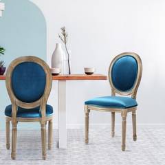 Lote de 20 sillas de terciopelo azul Luis XVI