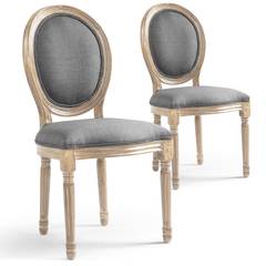Set di 20 sedie a medaglione in stile Luigi XVI in tessuto grigio chiaro