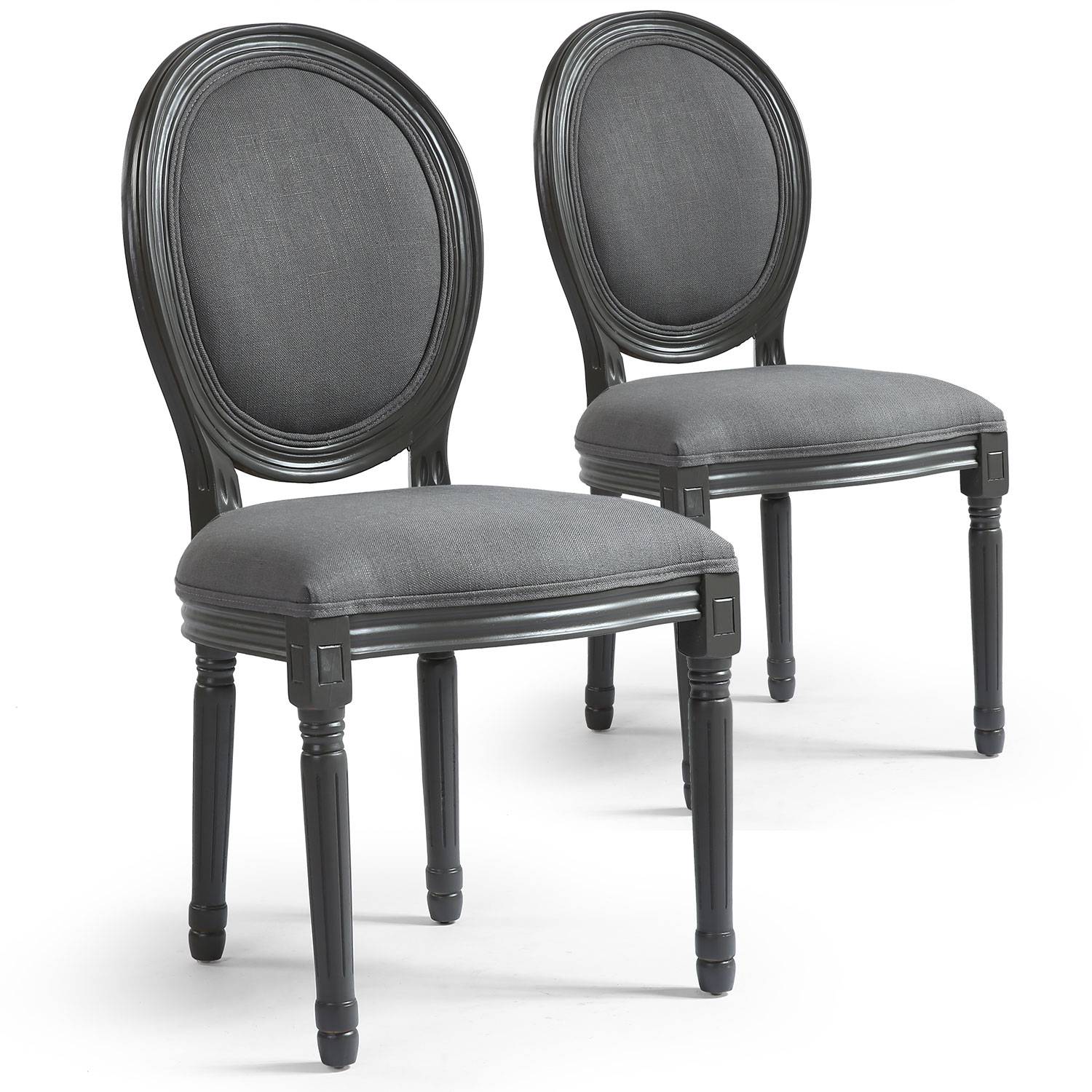 Adelaide Boekhouder condensor Lot van 2 stoelen in medaillon grijze stof in Louis XVI-stijl