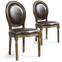 Set di 2 sedie a medaglione in stile Luigi XVI in similpelle (P.U.) marrone legno patinato oro