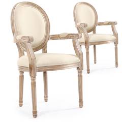 Set di 2 sedie a medaglione Luigi XVI Cosy in tessuto beige
