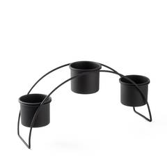 Support 3 pots en arc Isha 40x10cm Métal Noir