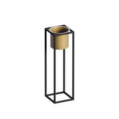 Macetero / candelabro de diseño con soporte Konten Metal Negro y Oro