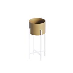 Jardinera / candelabro de diseño con soporte Belin de metal blanco y cobre