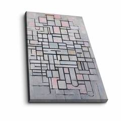 Zeichen Quadro decorativo L45xH70cm Motivo astratto, forme geometriche grigie e rosa