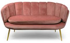Brenda 2-Sitzer-Sofa mit Samtbezug und goldenen Beinen, Rosa