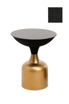 Tavolino rotondo moderno Misira H50cm Metallo Nero e Oro
