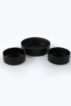 Lote de 3 cuencos de cerámica Akiya Negro mate