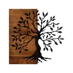 Wanddekoration Baum Chiara B58xH58cm Dunkles Holz und Metall Schwarz