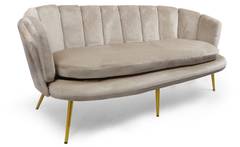 Brenda 3-Sitzer-Sofa mit Samtbezug und goldenen Beinen, Taupe
