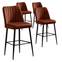 Set di 4 sedie da bar Sero in velluto rosso mattone e metallo nero