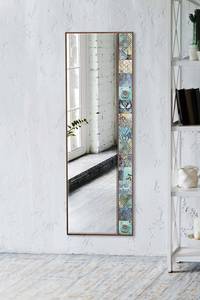 Espejo decorativo Hélène A50xA152cm Cristal templado y madera maciza oscura Motivo derecho Tonos azules de loza
