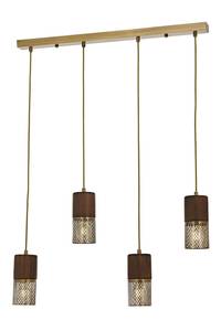 4-lichts lineaire hanglamp Sadan L80cm Donker hout en metaal Antiek goud