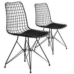 Set van 2 Arkitek stoelen van metaal en zwart leer