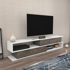 Porta TV Bosaw L160cm Bianco e legno scuro