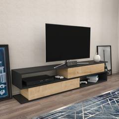 Bosaw TV-meubel L160cm Antraciet en Licht Eiken