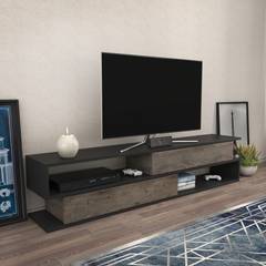 Porta TV Bosaw L160cm Antracite e legno scuro