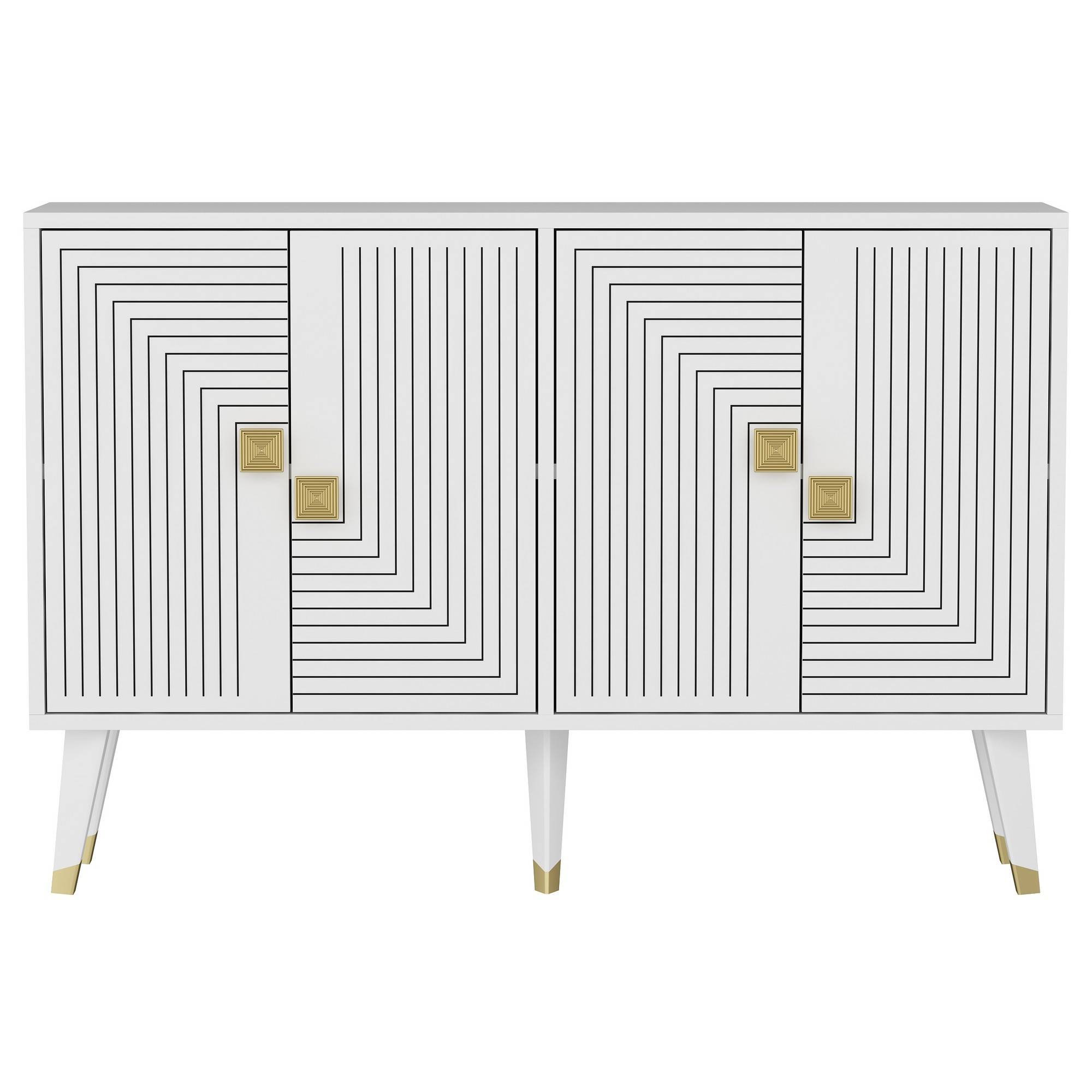 Design Sideboard Karat B120cm Weiß und Gold