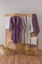 Ensemble de bain 100% coton de 2 peignoirs et 4 serviettes Camillio Violet et Gris clair