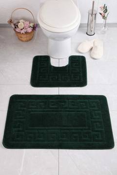 Set di 2 tappetini da bagno Bottova Motivo romano in rilievo Verde scuro