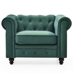 Grand fauteuil Chesterfield Velours Vert