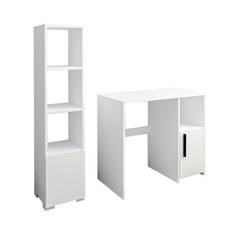 Ensemble bureau avec étagère bibliothèque Style minimaliste Kenza Blanc