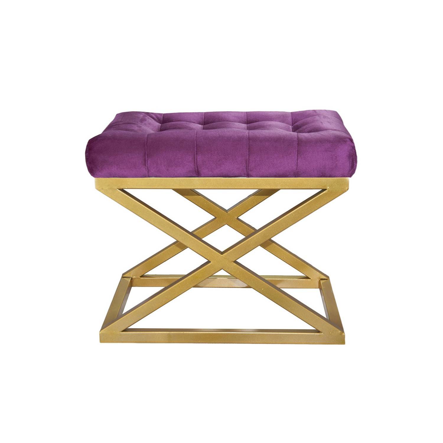 Hocker mit gepolsterter Sitzfläche Ulad Metall Gold und Samt Violett