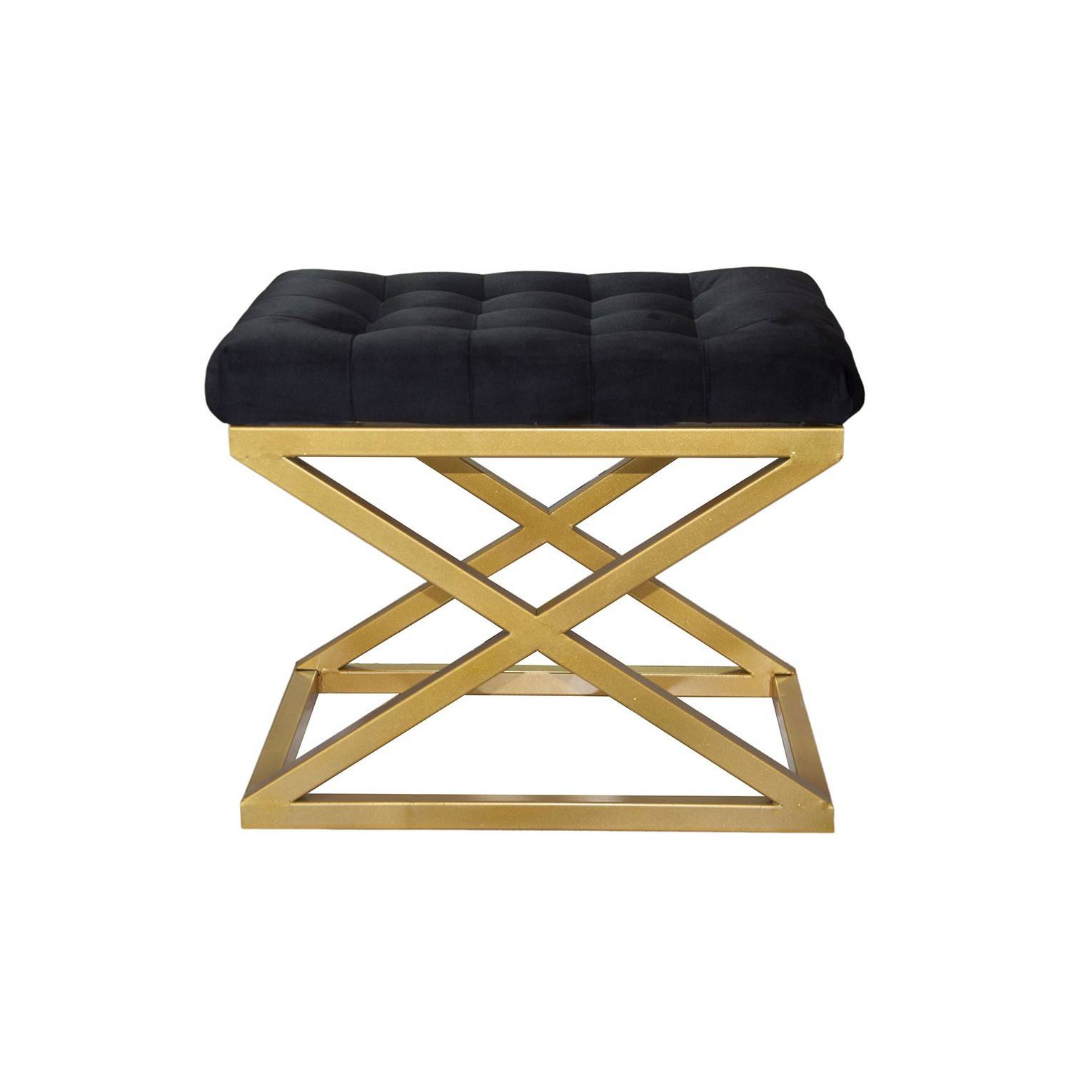 Taburete Ulad, asiento tapizado en metal dorado y terciopelo negro