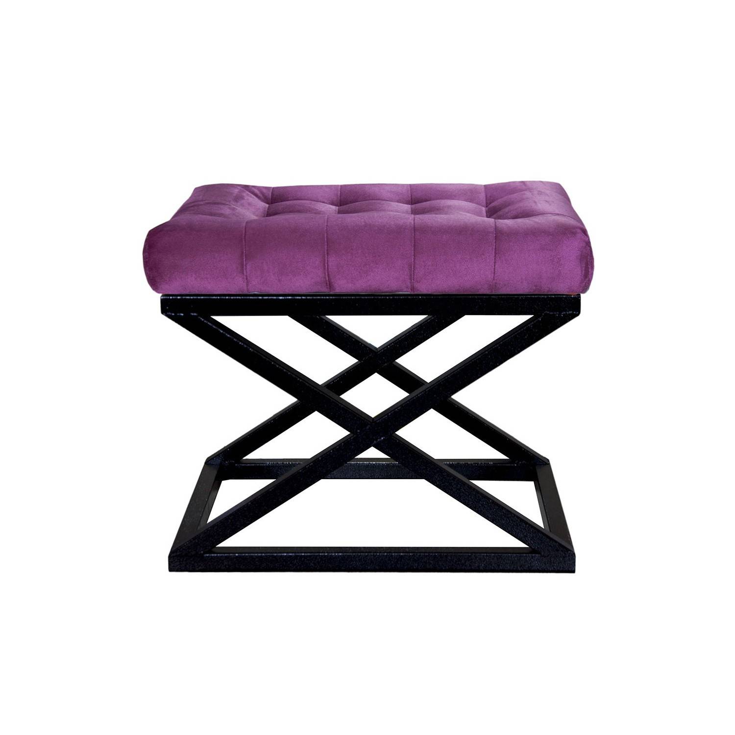 Hocker mit gepolsterter Sitzfläche Ulad Metall Schwarz und Velour Violett