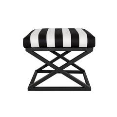 Amida kruk in industriële stijl Zwart metaal en fluweel Zwart-wit streeppatroon