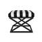 Amida kruk in industriële stijl Zwart metaal en fluweel Zwart-wit streeppatroon