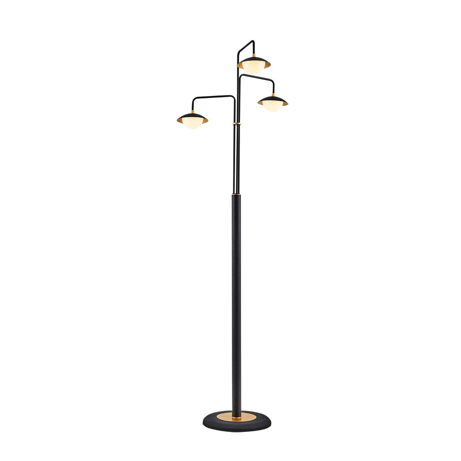 Lampadaire design 5 lampes Roselin H160cm Métal Noir et Tissu Blanc,  Marron, Beige, Gris et Noir
