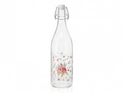 Bottiglia per limonata Cheni con tappo girevole Vetro trasparente con stampa floreale