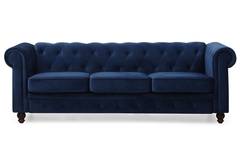 Grand Canapé Chesterfield 3-Sitzer Sofa mit Samtbezug Blau