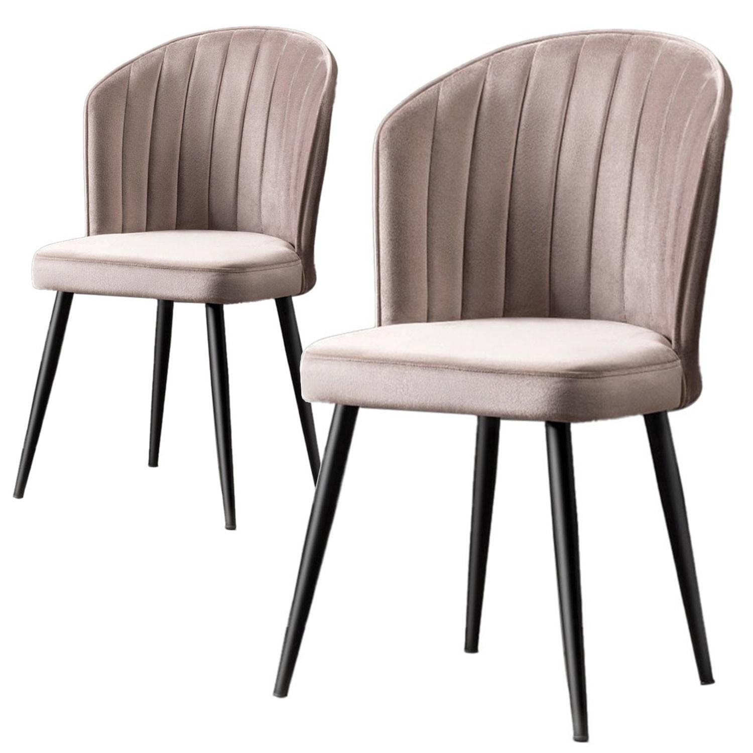 Set di 2 sedie Iria in velluto cappuccino e metallo nero