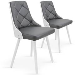 Set van 2 witte en grijze Lalix Scandinavische stoelen