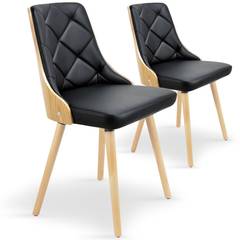 Lote de 2 sillas nordicas Lalix madera roble claro y PU negro
