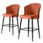 Lote de 2 sillas de bar Iria de terciopelo rojo y metal negro