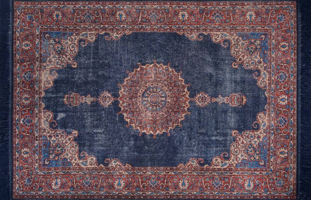 Tapis style persan Malni 230x330cm Motif Oriental Bleu et Rouge