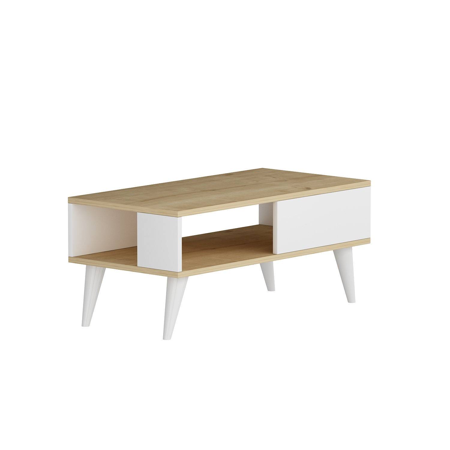 Samar salontafel in Scandinavische stijl 58x43,3 cm wit hout en licht eiken