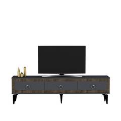 Hedendaagse stijl TV-meubel Karinix L180cm Antraciet en Donker Hout
