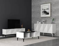 Ensemble de salon moderne Outhos 3 meubles Blanc et Noir