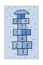Kiki Teppich 100x150cm Stoff Muster Quadrat Spiel Nuance von Blau und Schwarz