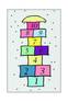 Kiki Teppich 100x150cm Stoff Muster Spiel mit Quadraten Mehrfarbig