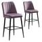 Lote de 2 sillas de bar Sero de terciopelo lila y metal negro