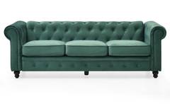 Grande divano a 3 posti Chesterfield Velluto Verde