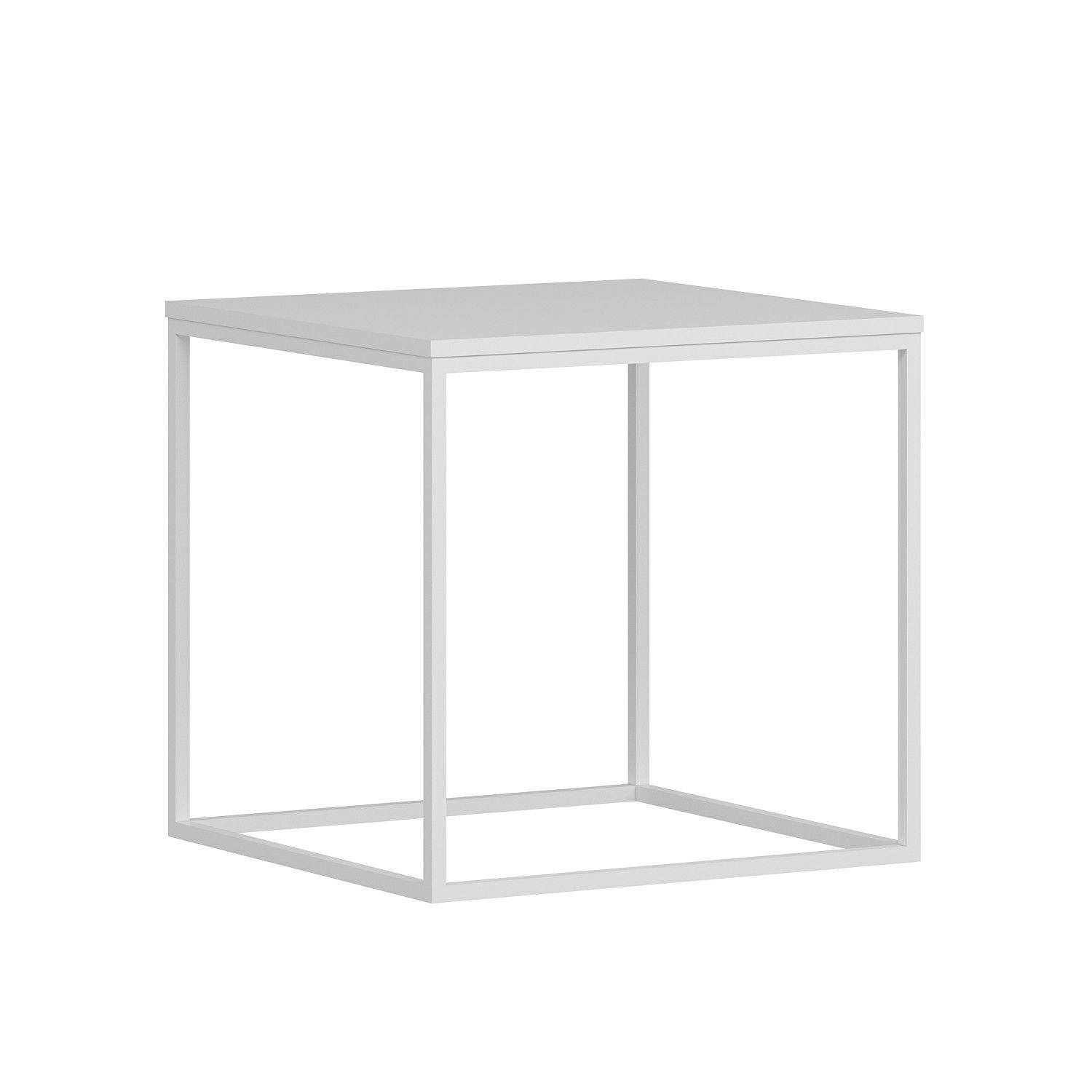 Tavolino Bezos L50cm Metallo e legno Bianco