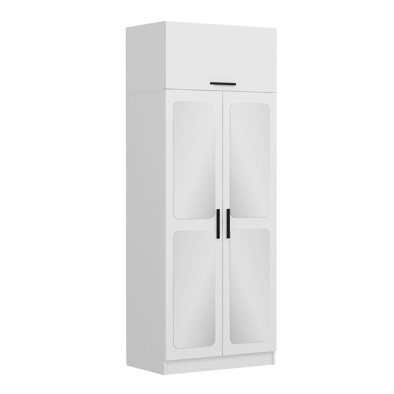 Sanur 3-deurs kledingkast met 4 spiegels L90xH255cm Wit